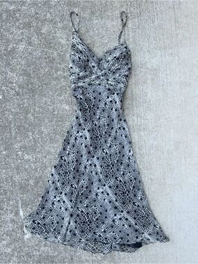 Vintage White House Black Market Silk Snakeskin Midi Dress Size 6